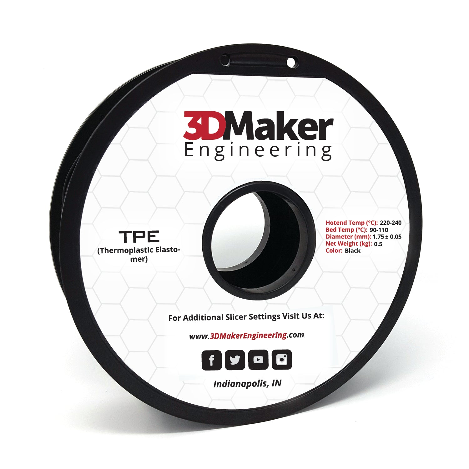 TPE Pro Series Flexible 3D Printer Filament 1.75mm